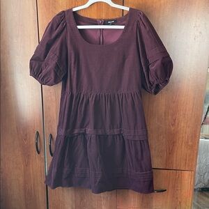 Madewell Burgundy Puff Sleeve Dress